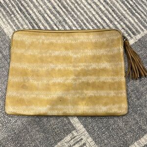 Anthropologie Elegant Tan Clutch with Tassel